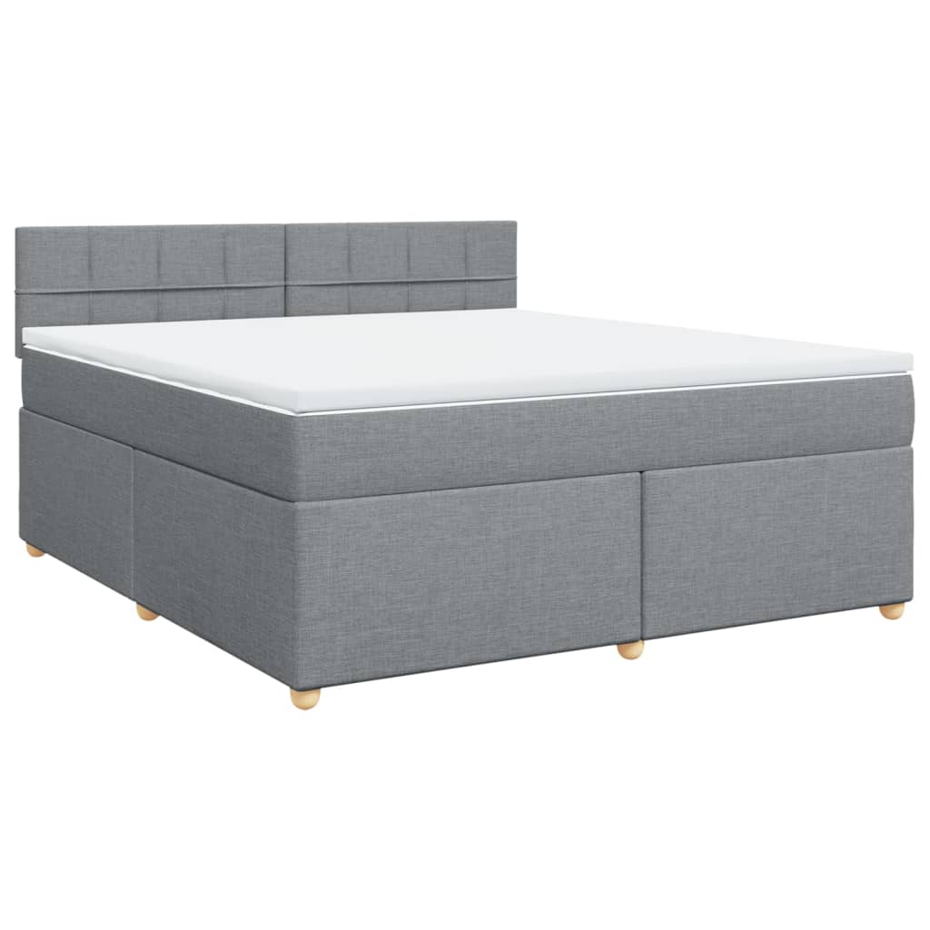 vidaXL Κρεβάτι Boxspring με Στρώμα Ανοιχτό Γκρι 180x200 εκ. Υφασμάτινο