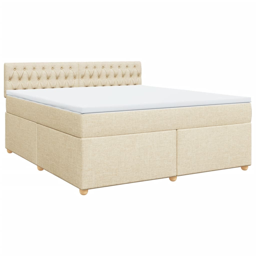 vidaXL Κρεβάτι Boxspring με Στρώμα Κρεμ 180x200 εκ. Υφασμάτινο