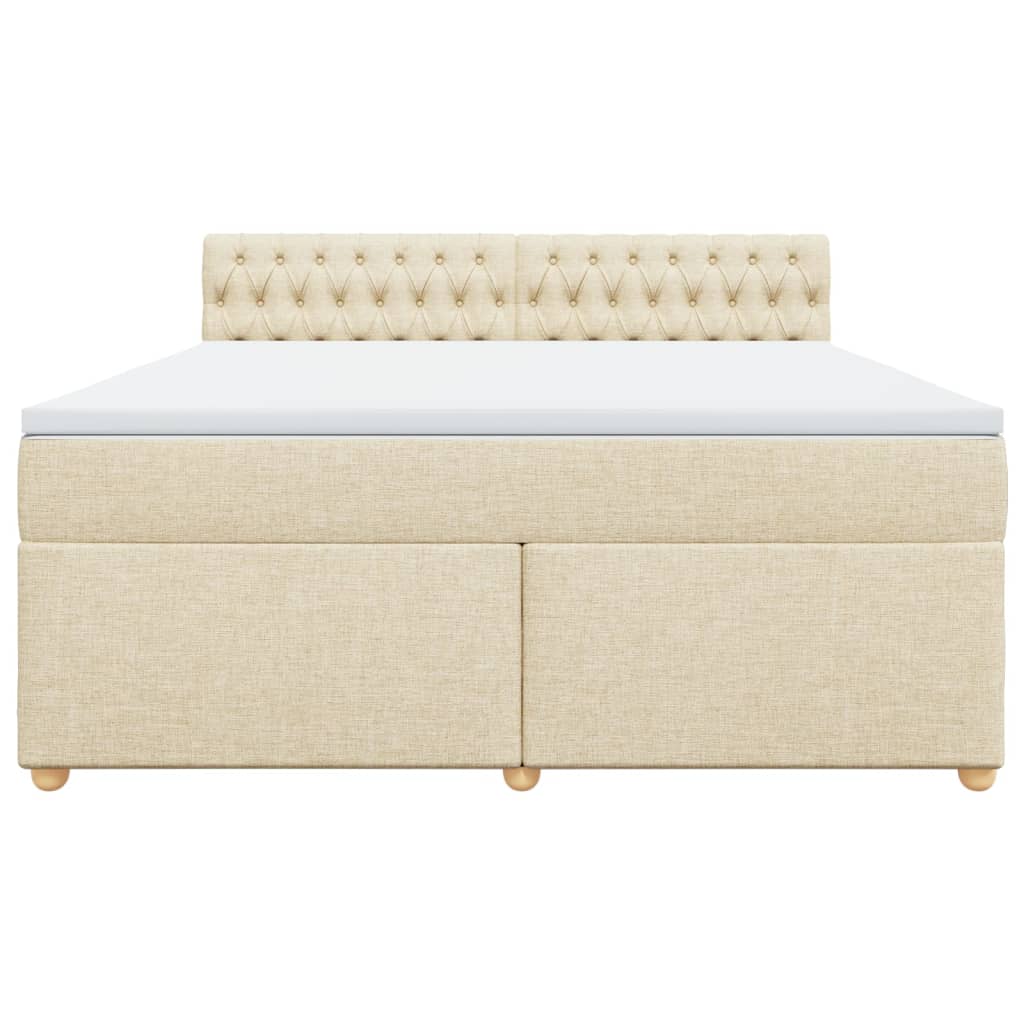 vidaXL Κρεβάτι Boxspring με Στρώμα Κρεμ 180x200 εκ. Υφασμάτινο