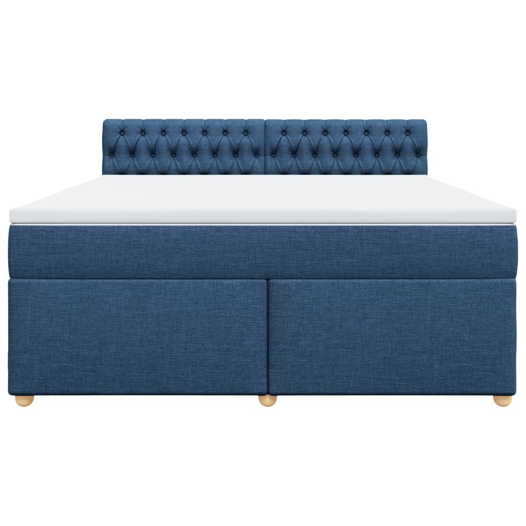 vidaXL Κρεβάτι Boxspring με Στρώμα Μπλε 180x200 εκ. Υφασμάτινο