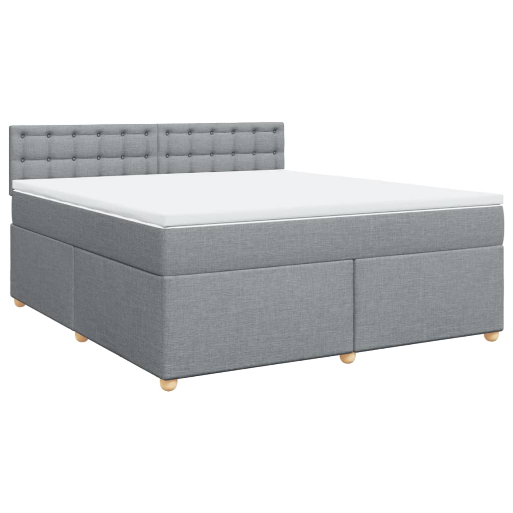 vidaXL Κρεβάτι Boxspring με Στρώμα Ανοιχτό Γκρι 180x200 εκ. Υφασμάτινο