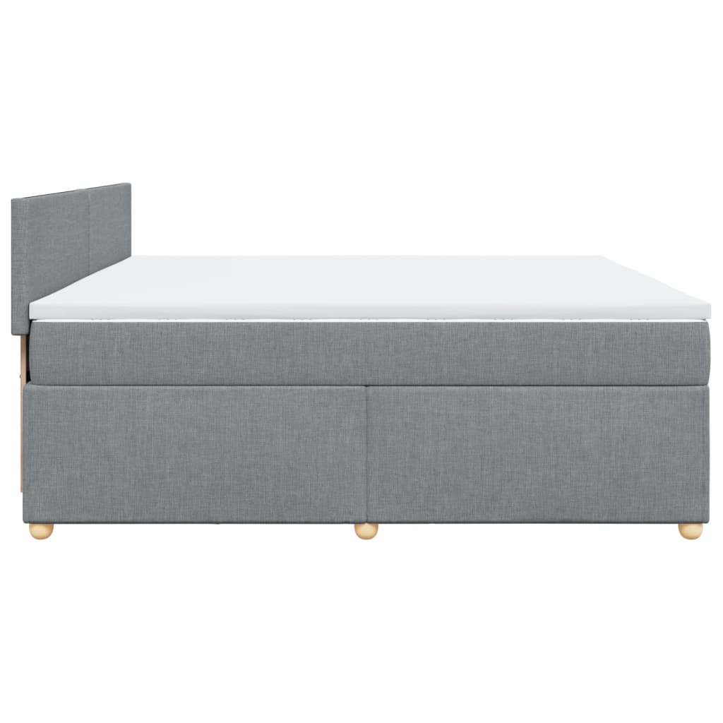 vidaXL Κρεβάτι Boxspring με Στρώμα Ανοιχτό Γκρι 200x200 εκ. Υφασμάτινο