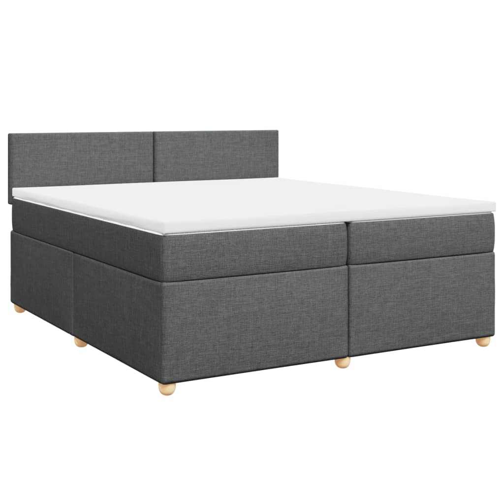 vidaXL Κρεβάτι Boxspring με Στρώμα Σκούρο Γκρι 200x200 εκ. Υφασμάτινο