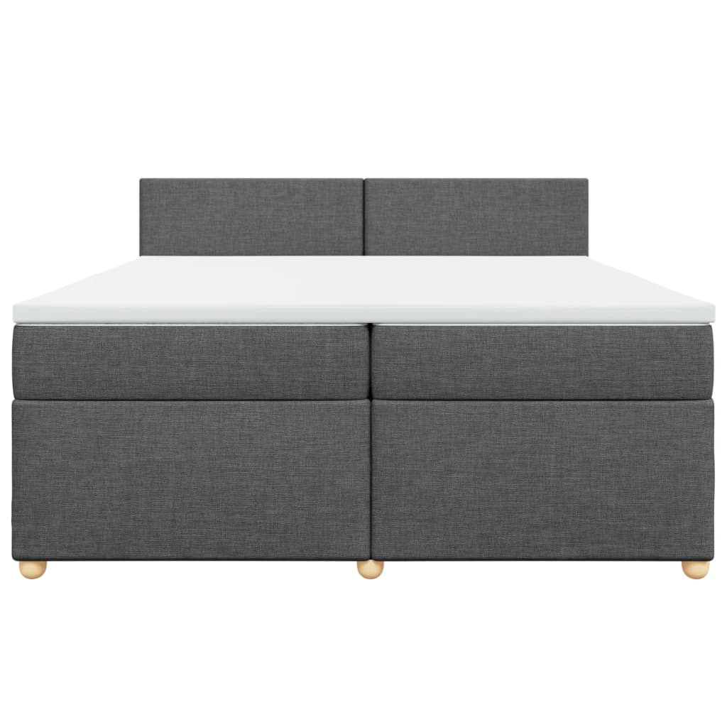 vidaXL Κρεβάτι Boxspring με Στρώμα Σκούρο Γκρι 200x200 εκ. Υφασμάτινο