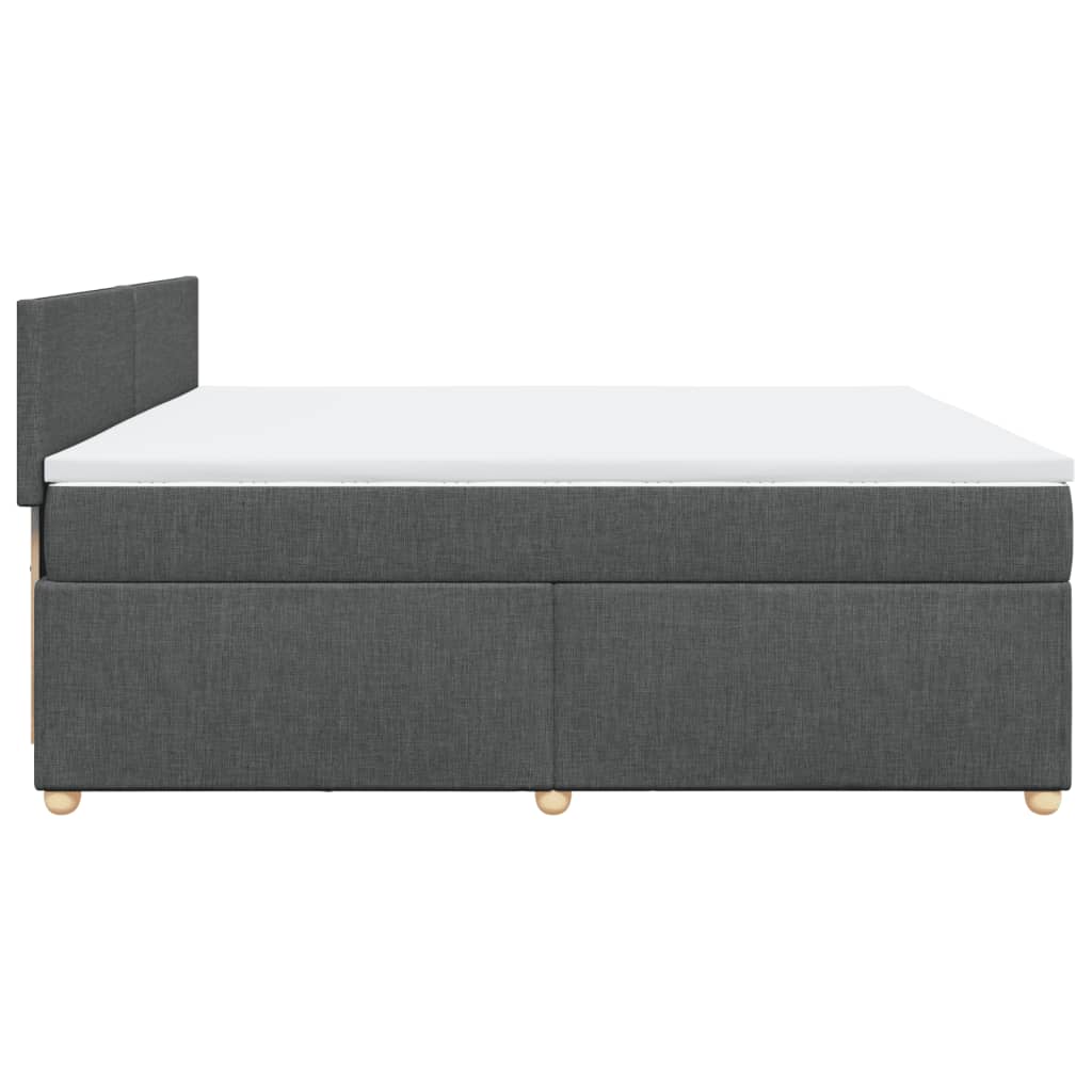 vidaXL Κρεβάτι Boxspring με Στρώμα Σκούρο Γκρι 200x200 εκ. Υφασμάτινο