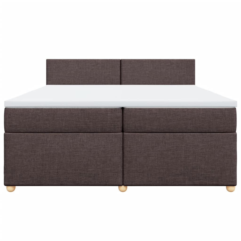 vidaXL Κρεβάτι Boxspring με Στρώμα Σκούρο Καφέ 200x200 εκ. Υφασμάτινο