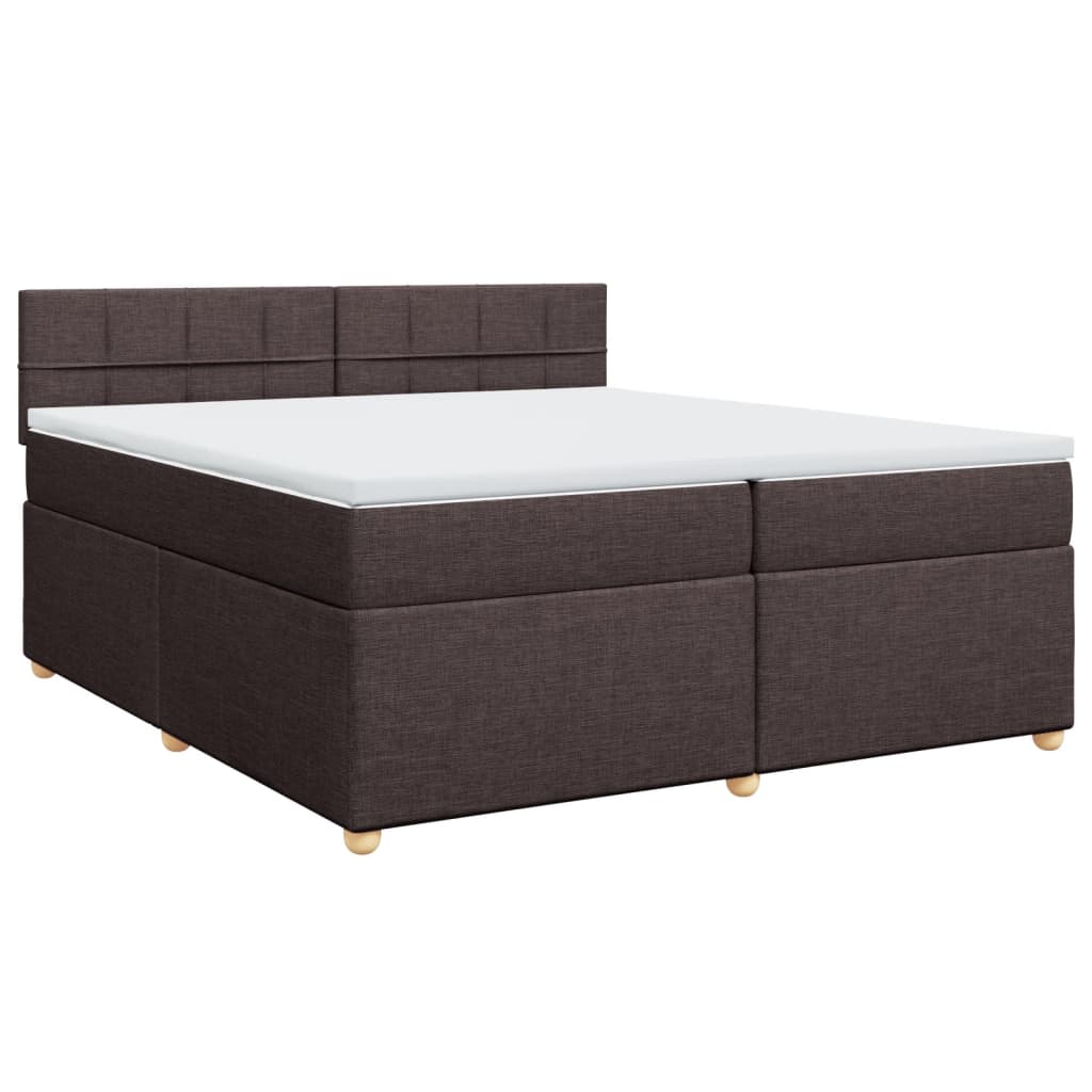 vidaXL Κρεβάτι Boxspring με Στρώμα Σκούρο Καφέ 200x200 εκ. Υφασμάτινο