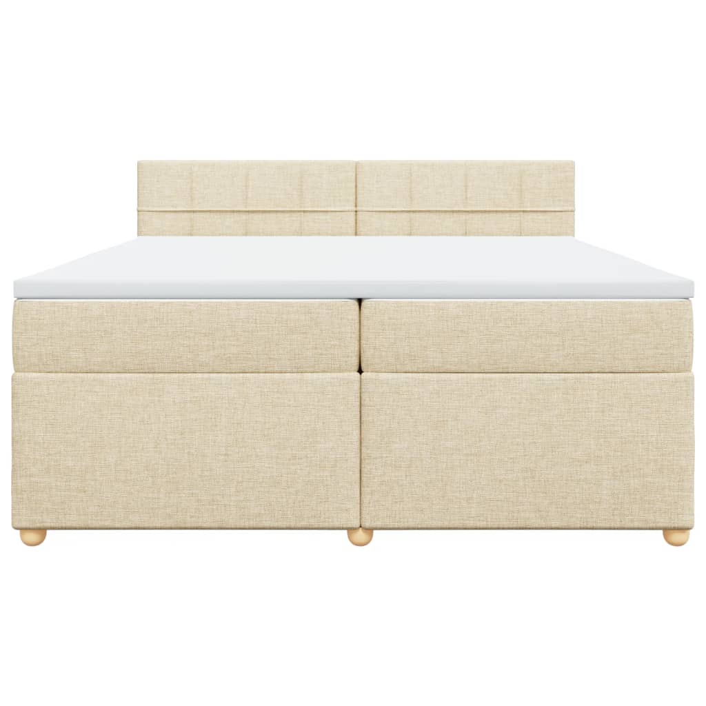 vidaXL Κρεβάτι Boxspring με Στρώμα Κρεμ 200x200 εκ. Υφασμάτινο