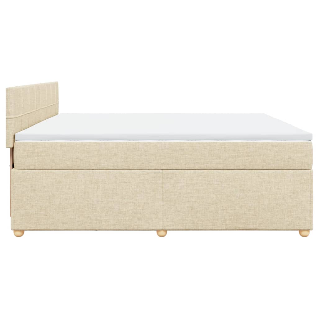 vidaXL Κρεβάτι Boxspring με Στρώμα Κρεμ 200x200 εκ. Υφασμάτινο