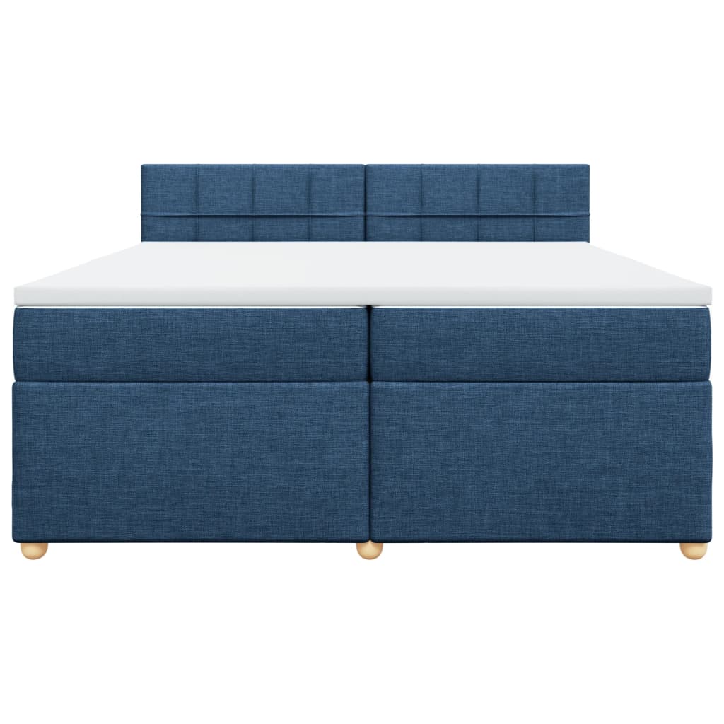 vidaXL Κρεβάτι Boxspring με Στρώμα Μπλε 200x200 εκ. Υφασμάτινο