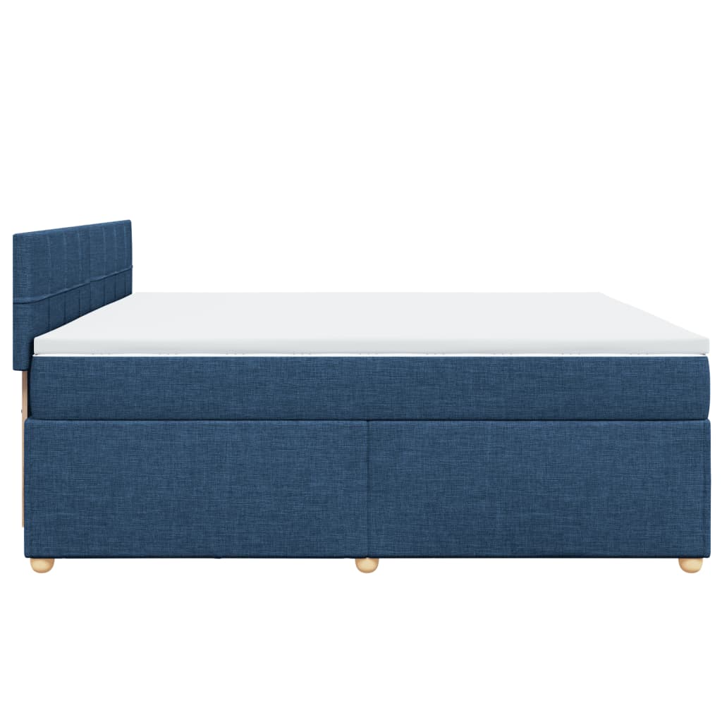 vidaXL Κρεβάτι Boxspring με Στρώμα Μπλε 200x200 εκ. Υφασμάτινο