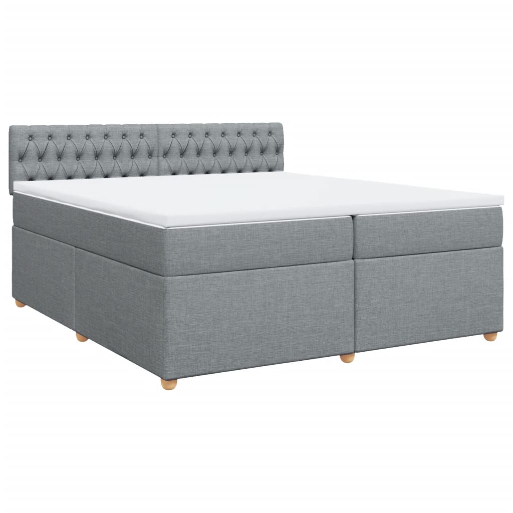 vidaXL Κρεβάτι Boxspring με Στρώμα Ανοιχτό Γκρι 200x200 εκ. Υφασμάτινο
