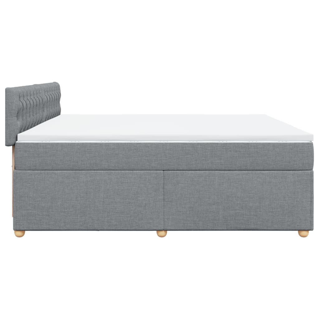 vidaXL Κρεβάτι Boxspring με Στρώμα Ανοιχτό Γκρι 200x200 εκ. Υφασμάτινο