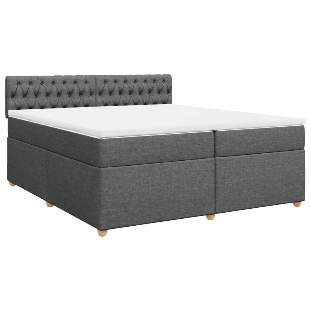 vidaXL Κρεβάτι Boxspring με Στρώμα Σκούρο Γκρι 200x200 εκ. Υφασμάτινο