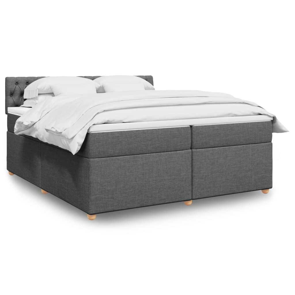 vidaXL Κρεβάτι Boxspring με Στρώμα Σκούρο Γκρι 200x200 εκ. Υφασμάτινο