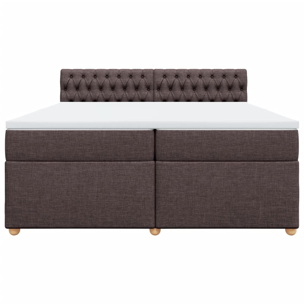 vidaXL Κρεβάτι Boxspring με Στρώμα Σκούρο Καφέ 200x200 εκ. Υφασμάτινο