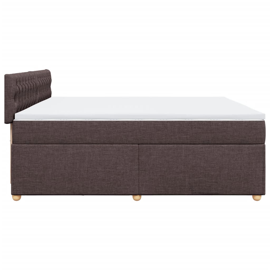 vidaXL Κρεβάτι Boxspring με Στρώμα Σκούρο Καφέ 200x200 εκ. Υφασμάτινο