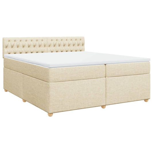 vidaXL Κρεβάτι Boxspring με Στρώμα Κρεμ 200x200 εκ. Υφασμάτινο