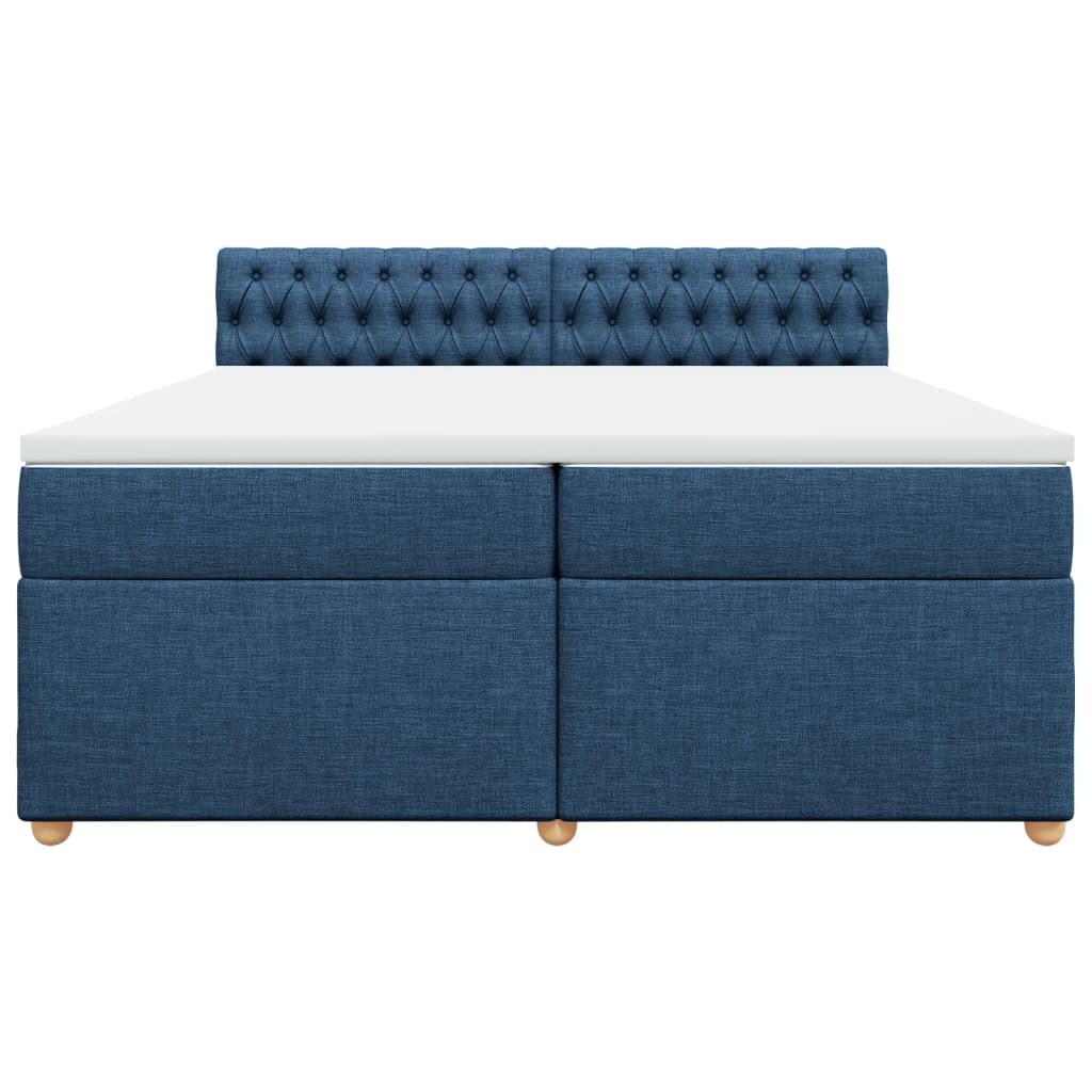 vidaXL Κρεβάτι Boxspring με Στρώμα Μπλε 200x200 εκ. Υφασμάτινο