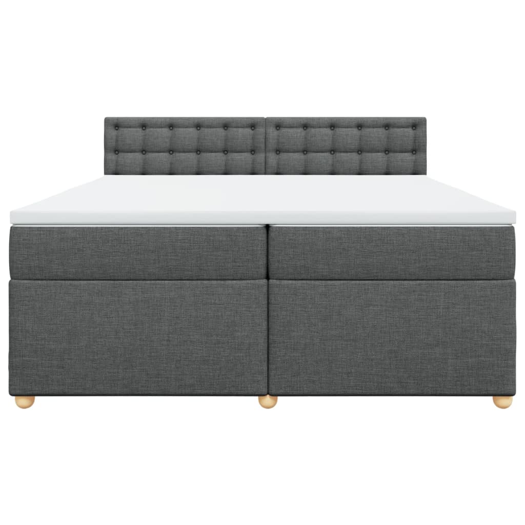 vidaXL Κρεβάτι Boxspring με Στρώμα Σκούρο Γκρι 200x200 εκ. Υφασμάτινο