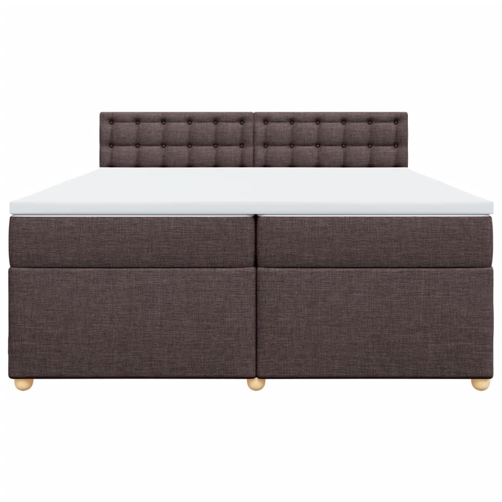 vidaXL Κρεβάτι Boxspring με Στρώμα Σκούρο Καφέ 200x200 εκ. Υφασμάτινο
