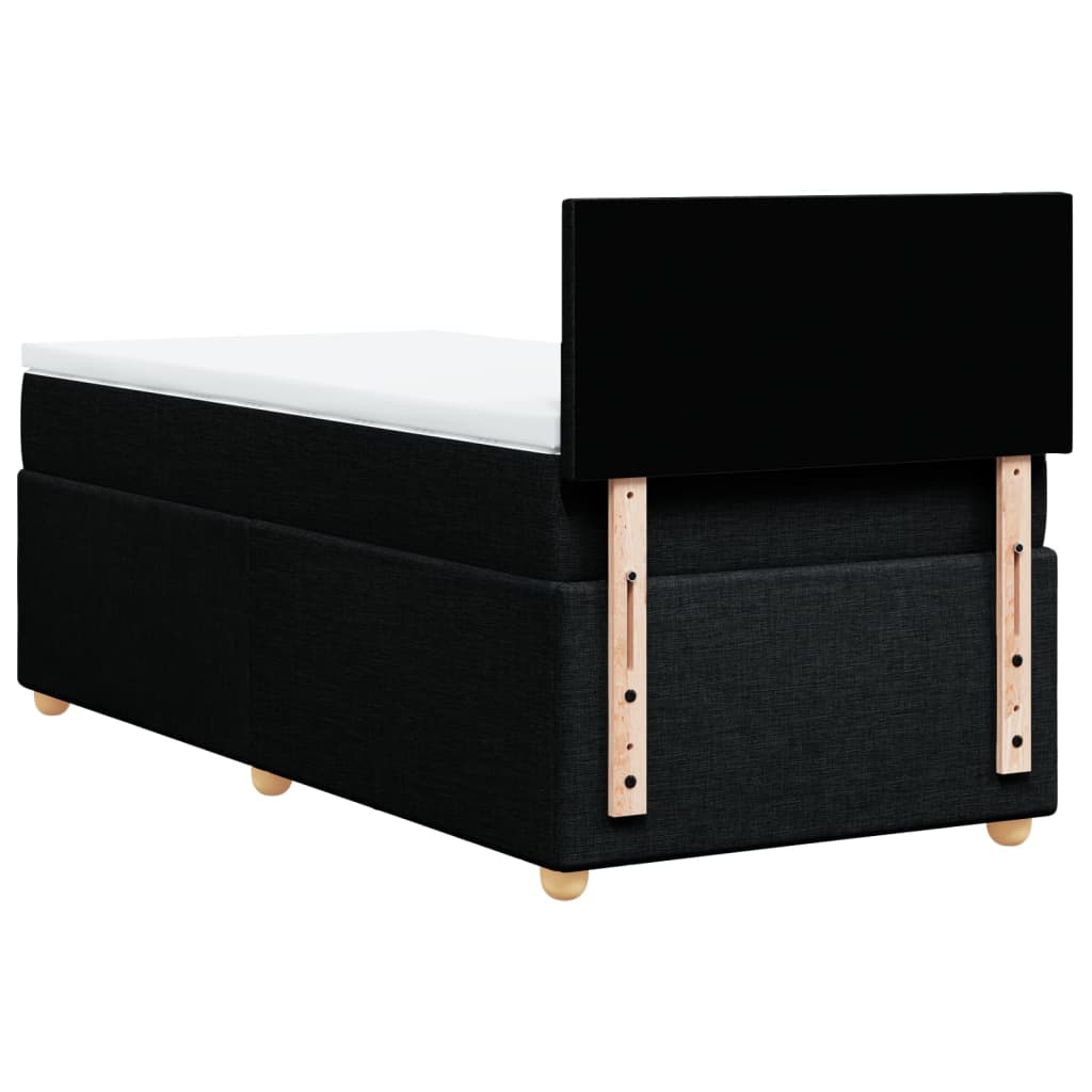 vidaXL Κρεβάτι Boxspring με Στρώμα Μαύρο Single Υφασμάτινα