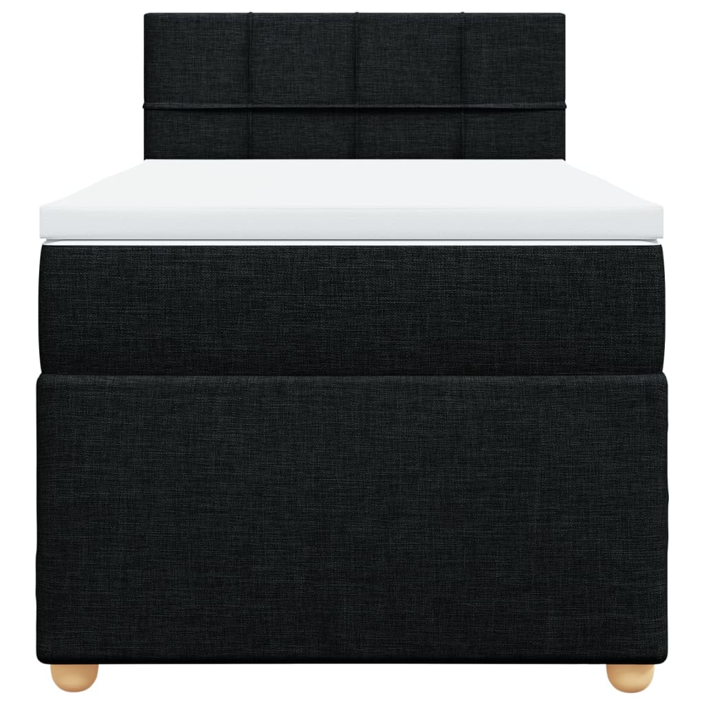 vidaXL Κρεβάτι Boxspring με Στρώμα Μαύρο Single Υφασμάτινα