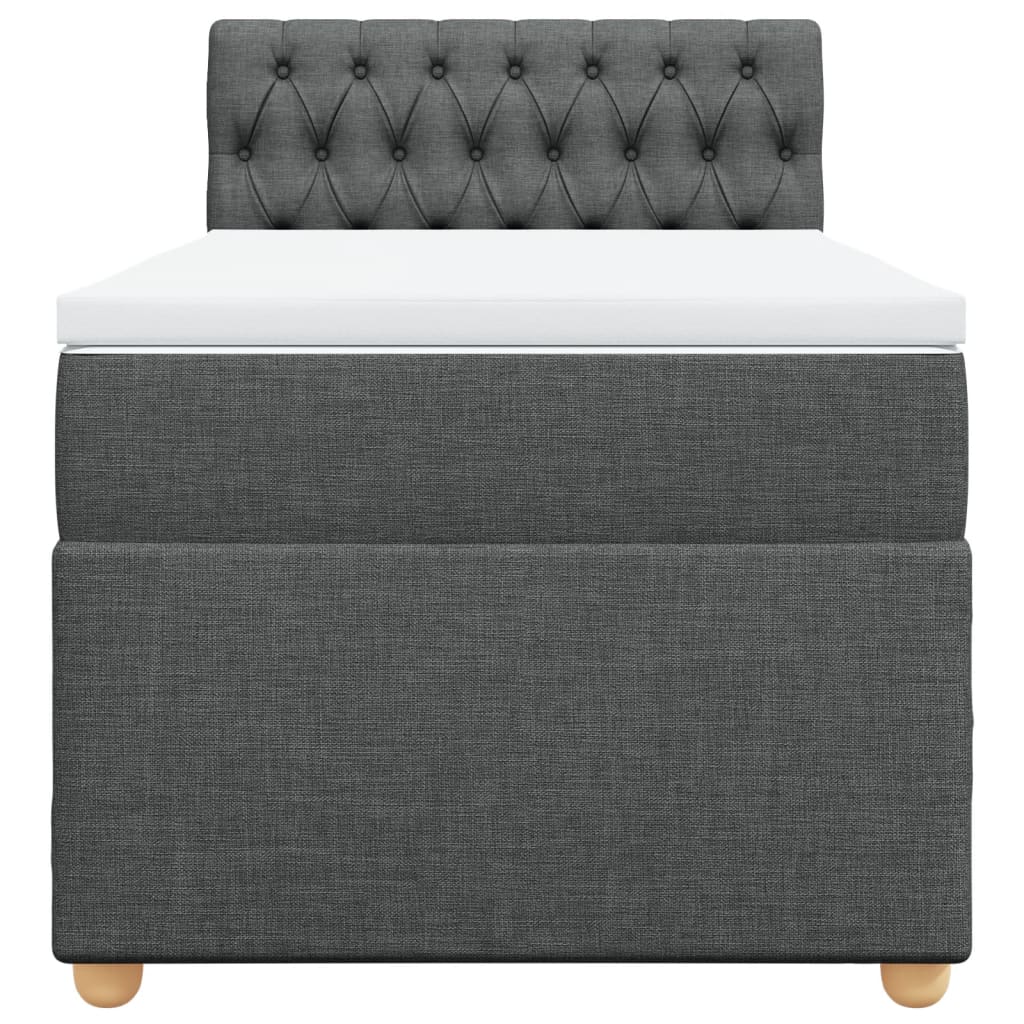 vidaXL Κρεβάτι Boxspring με Στρώμα Σκούρο Γκρι Single Υφασμάτινα
