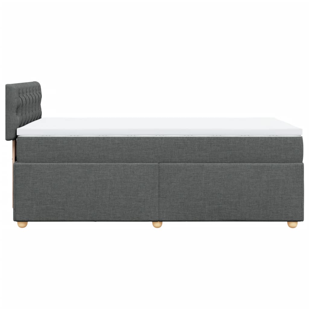 vidaXL Κρεβάτι Boxspring με Στρώμα Σκούρο Γκρι Single Υφασμάτινα