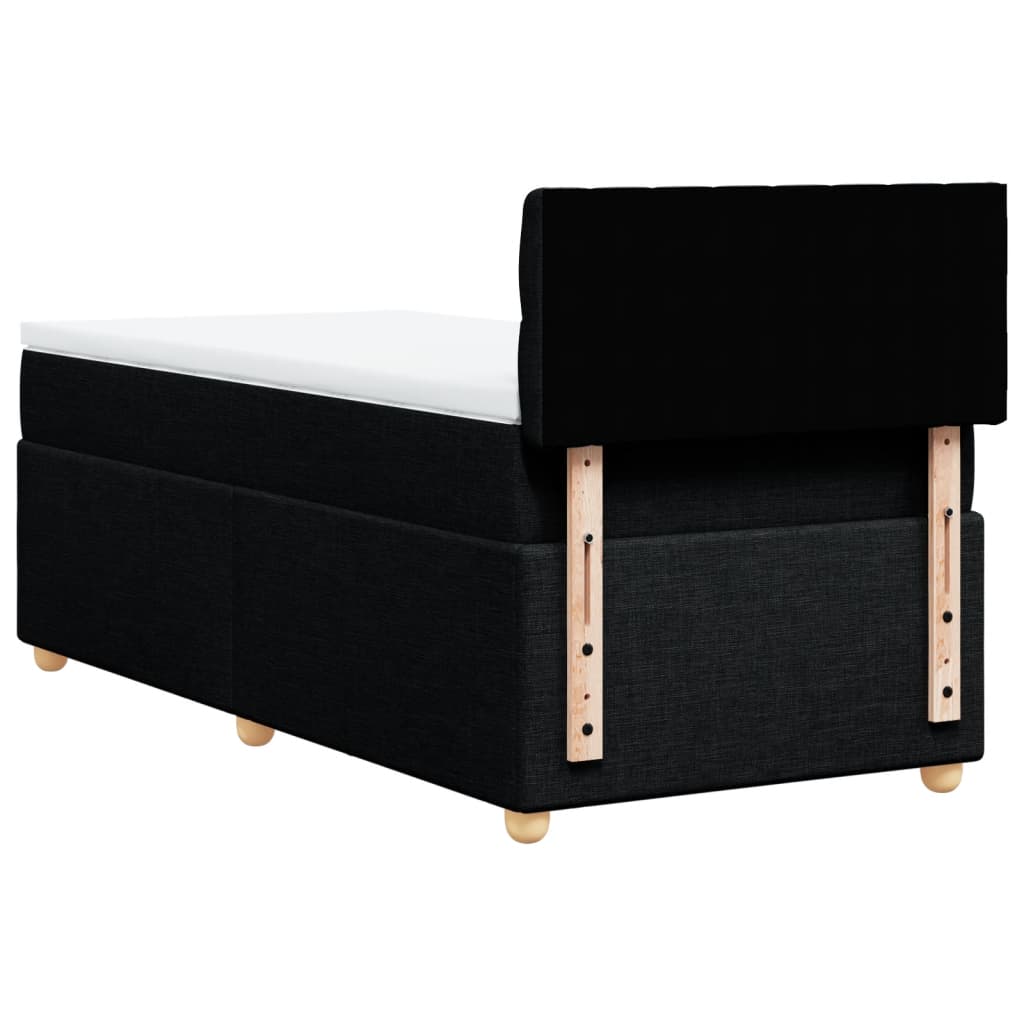 vidaXL Κρεβάτι Boxspring με Στρώμα Μαύρο Single Υφασμάτινα