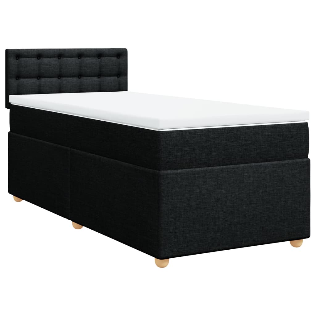 vidaXL Κρεβάτι Boxspring με Στρώμα Μαύρο Single Υφασμάτινα