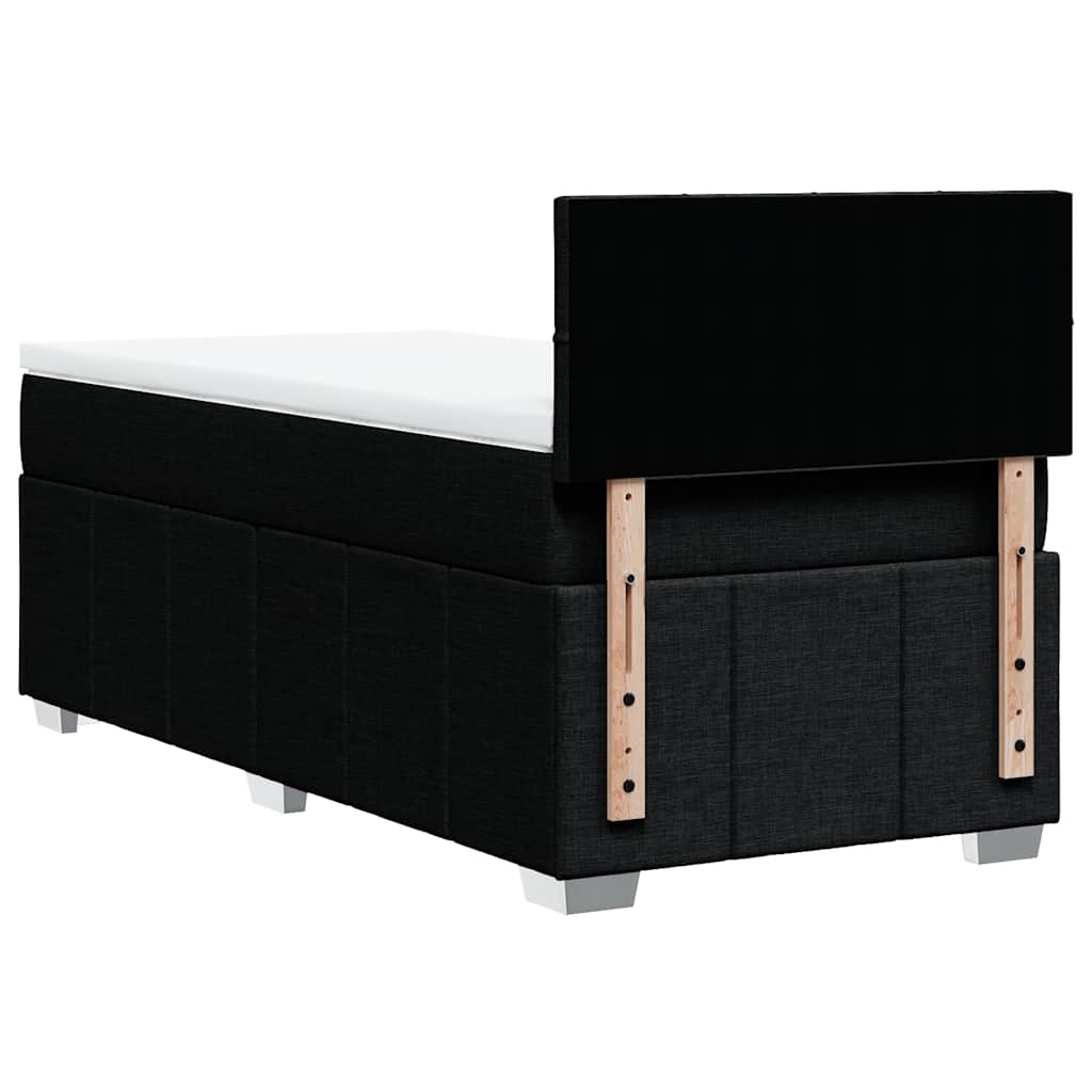 vidaXL Κρεβάτι Boxspring με Στρώμα Μαύρο 80 x 200 εκ. Υφασμάτινο