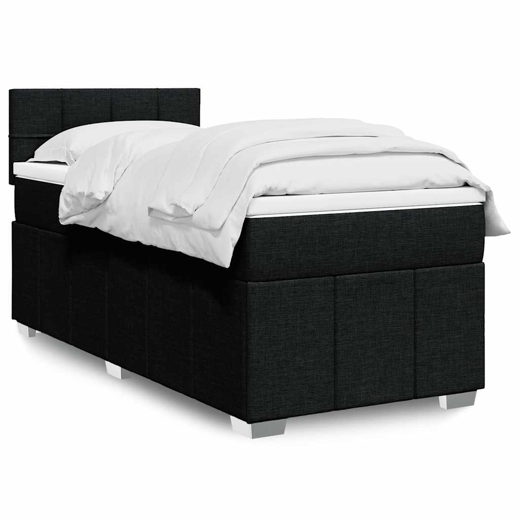vidaXL Κρεβάτι Boxspring με Στρώμα Μαύρο 80 x 200 εκ. Υφασμάτινο