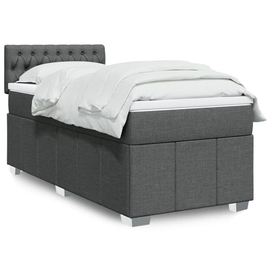 vidaXL Κρεβάτι Boxspring με Στρώμα Σκούρο Γκρι 80x200 εκ. Υφασμάτινο