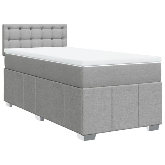 vidaXL Κρεβάτι Boxspring με Στρώμα Ανοιχτό Γκρι 80x200 εκ. Υφασμάτινο