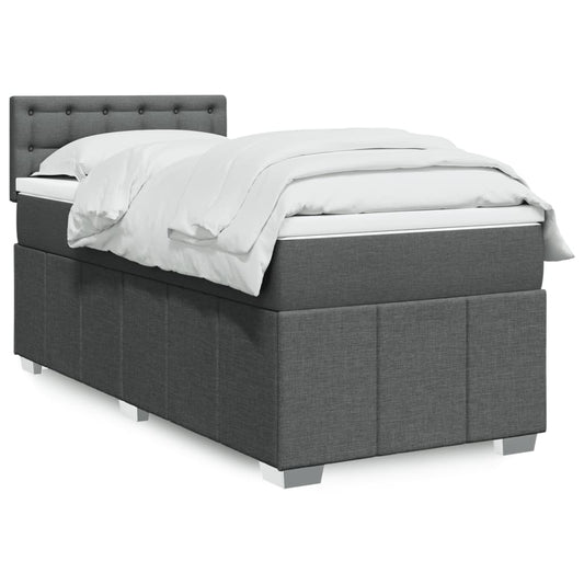 vidaXL Κρεβάτι Boxspring με Στρώμα Σκούρο Γκρι 80x200 εκ. Υφασμάτινο
