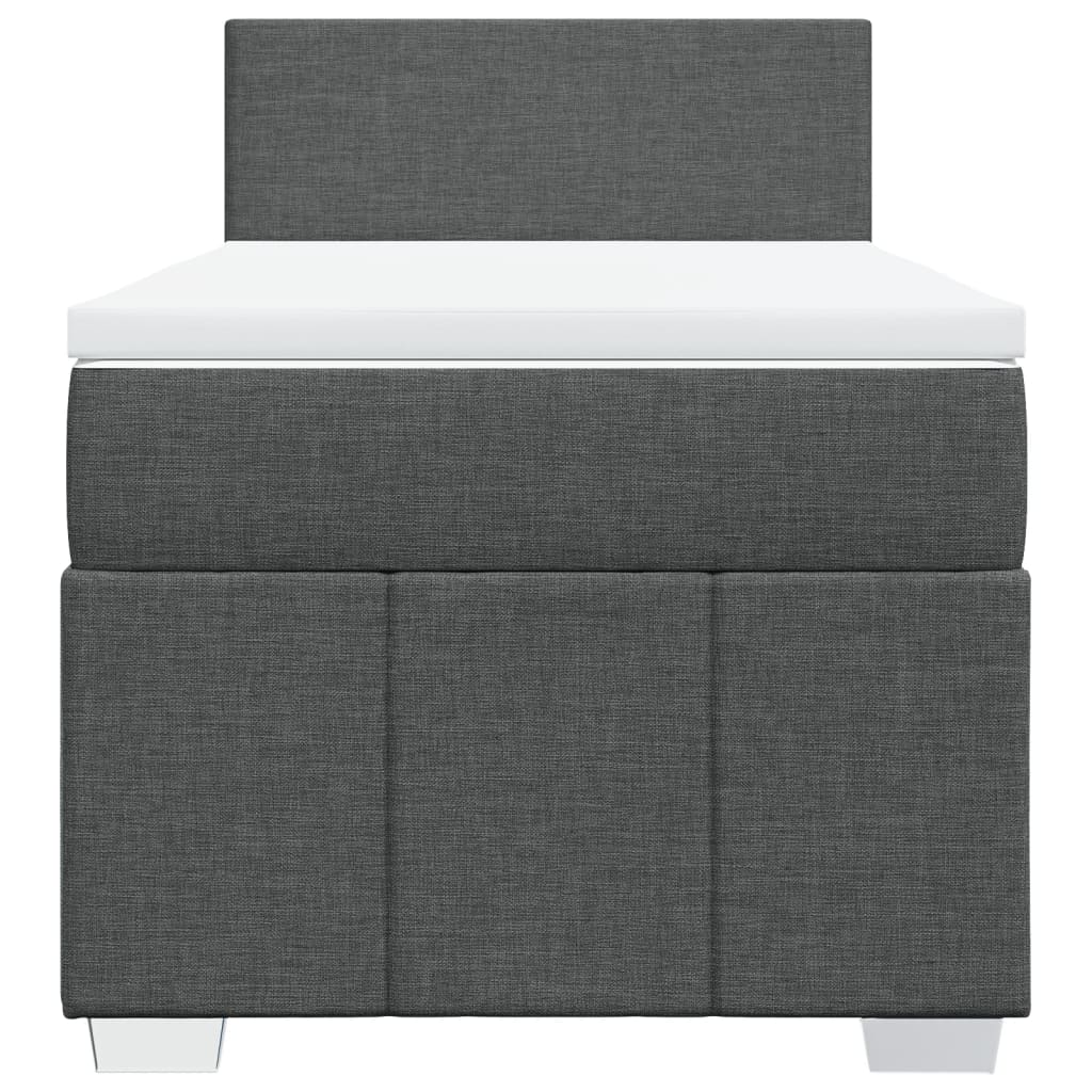 vidaXL Κρεβάτι Boxspring με Στρώμα Σκούρο Γκρι 90x190 εκ. Υφασμάτινο