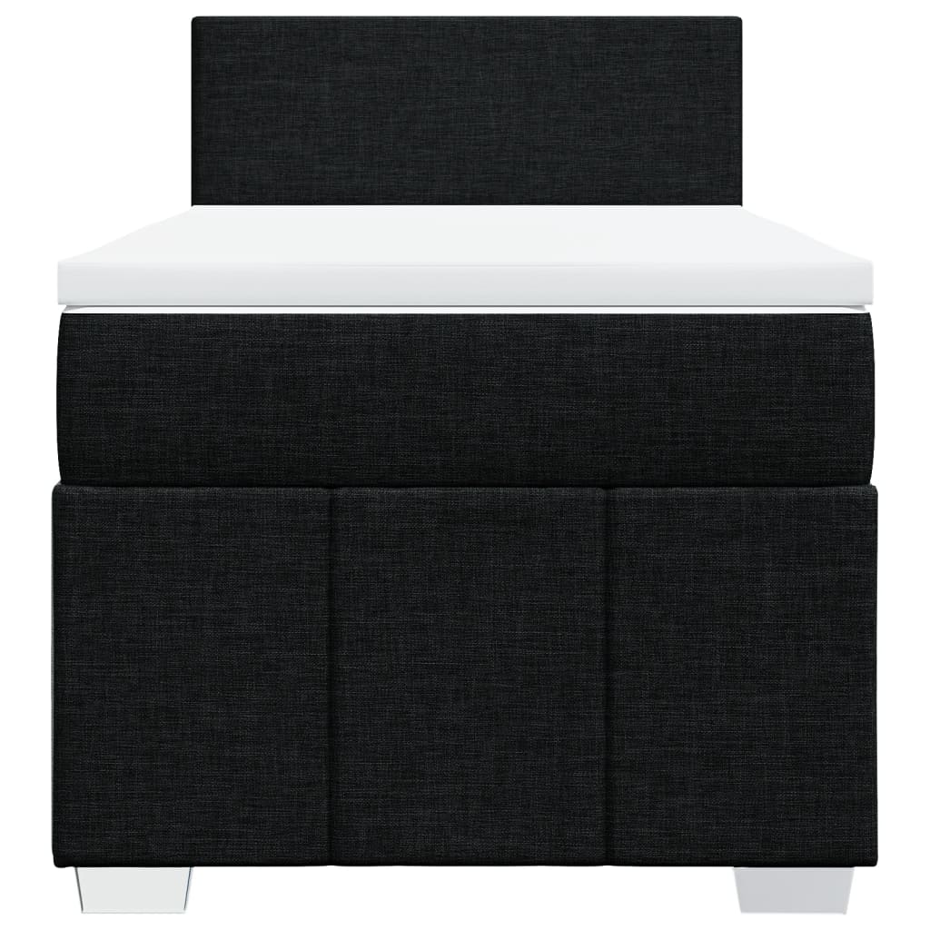 vidaXL Κρεβάτι Boxspring με Στρώμα Μαύρο 90x190 εκ.Υφασμάτινο