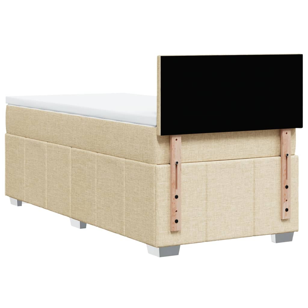vidaXL Κρεβάτι Boxspring με Στρώμα Κρεμ 90x190 εκ.Υφασμάτινο
