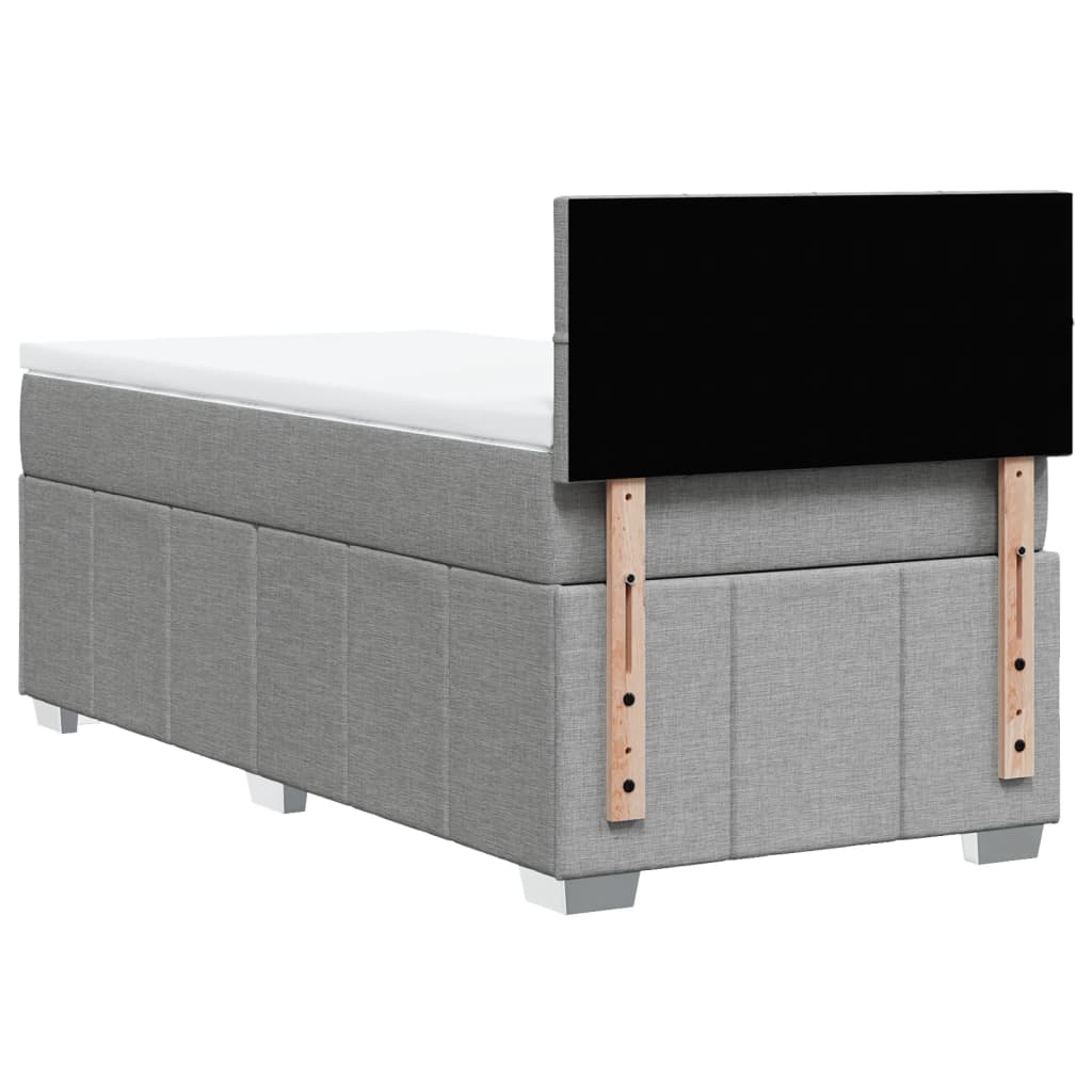vidaXL Κρεβάτι Boxspring με Στρώμα Ανοιχτό Γκρι 90x190 εκ. Υφασμάτινο
