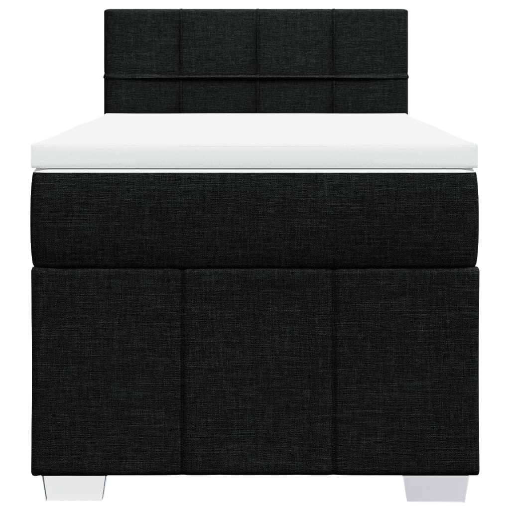 vidaXL Κρεβάτι Boxspring με Στρώμα Μαύρο 90x190 εκ.Υφασμάτινο