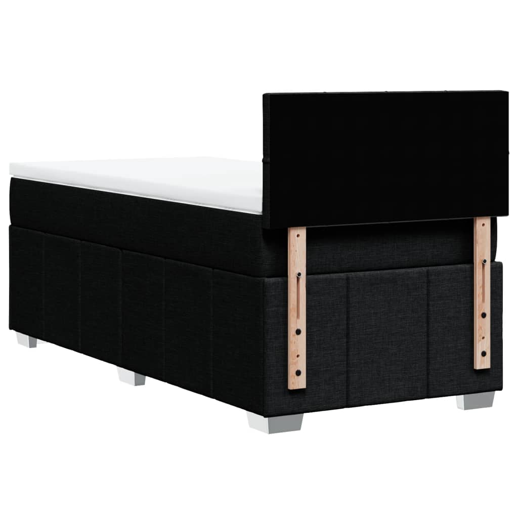 vidaXL Κρεβάτι Boxspring με Στρώμα Μαύρο 90x190 εκ.Υφασμάτινο