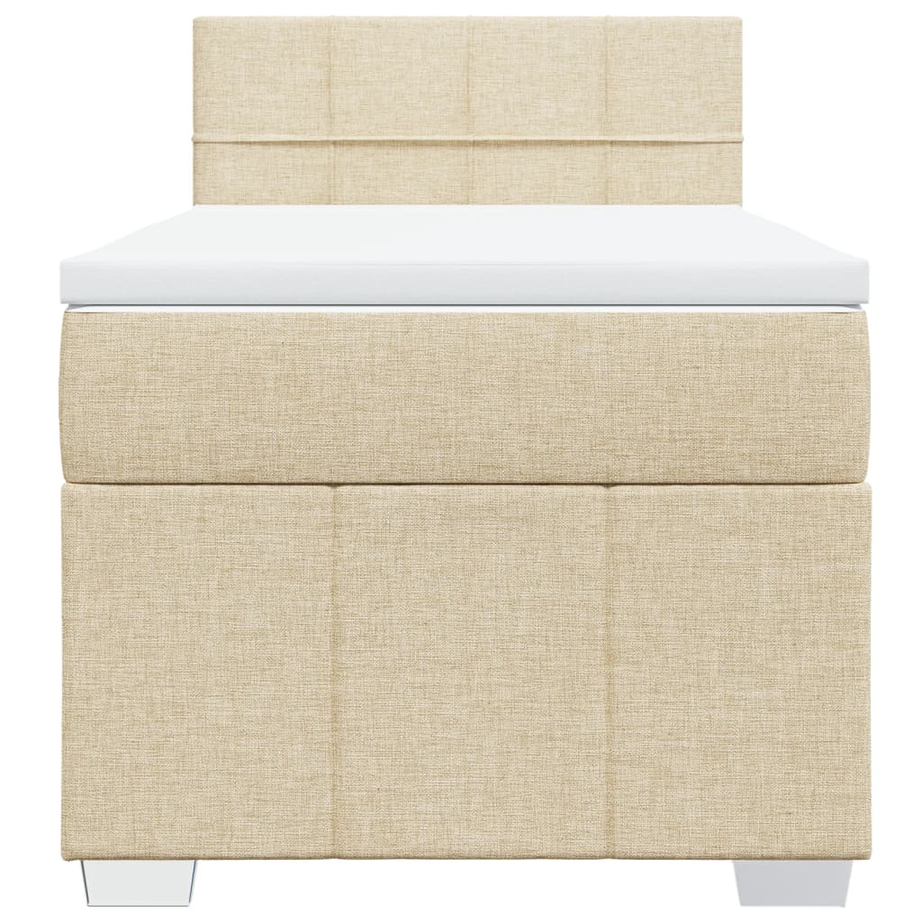 vidaXL Κρεβάτι Boxspring με Στρώμα Κρεμ 90x190 εκ.Υφασμάτινο