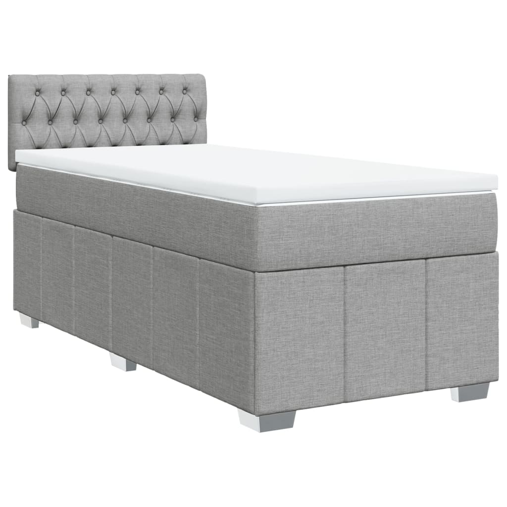 vidaXL Κρεβάτι Boxspring με Στρώμα Ανοιχτό Γκρι 90x190 εκ. Υφασμάτινο