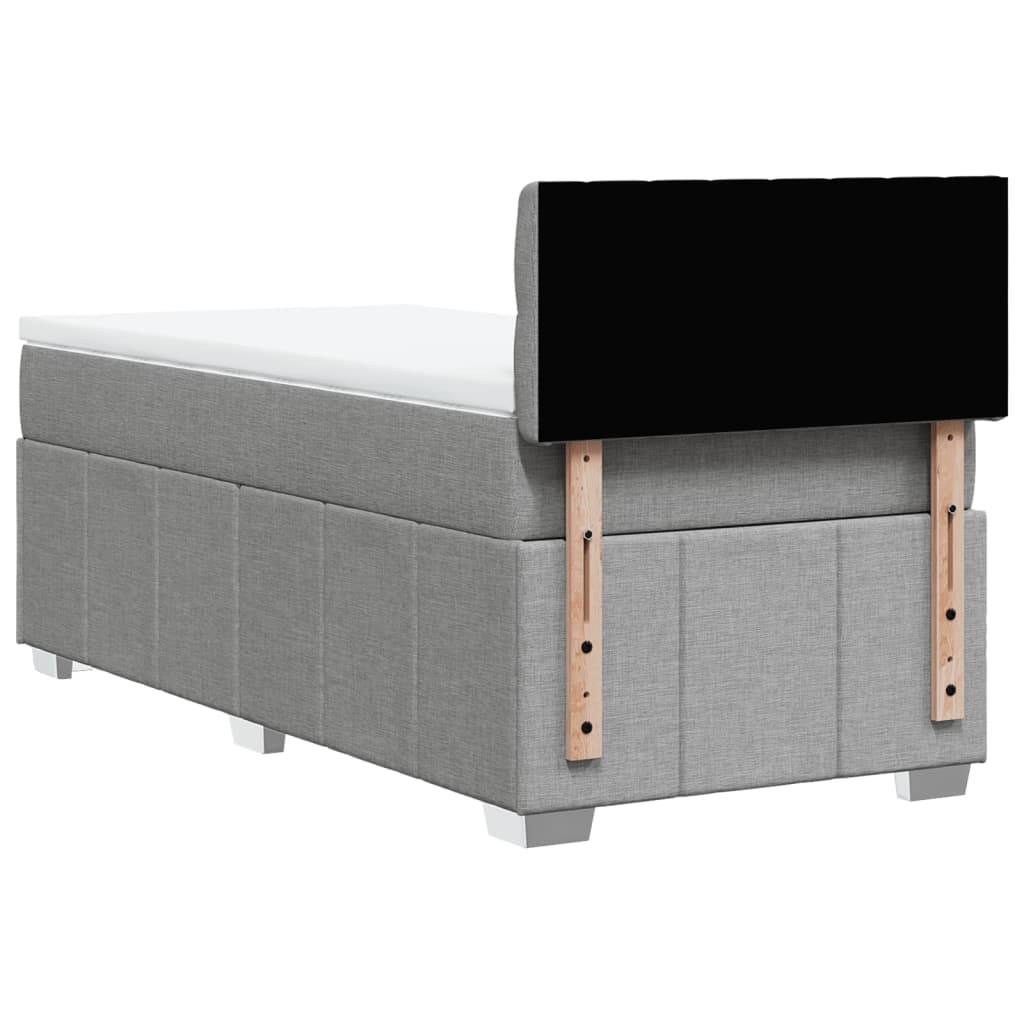 vidaXL Κρεβάτι Boxspring με Στρώμα Ανοιχτό Γκρι 90x190 εκ. Υφασμάτινο