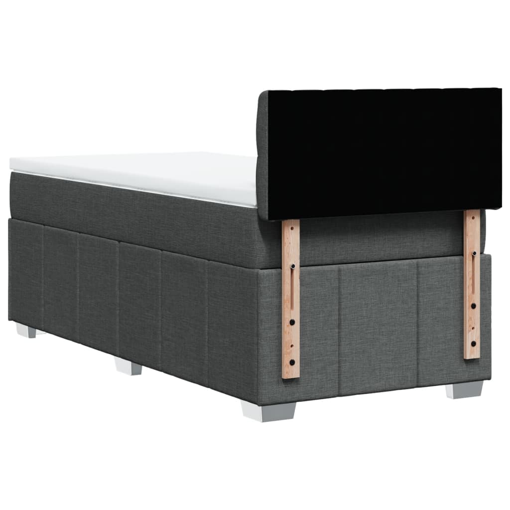 vidaXL Κρεβάτι Boxspring με Στρώμα Σκούρο Γκρι 90x190 εκ. Υφασμάτινο