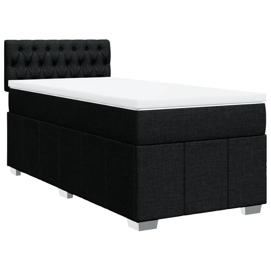 vidaXL Κρεβάτι Boxspring με Στρώμα Μαύρο 90x190 εκ.Υφασμάτινο