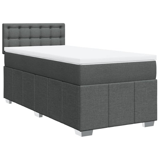 vidaXL Κρεβάτι Boxspring με Στρώμα Σκούρο Γκρι 90x190 εκ. Υφασμάτινο