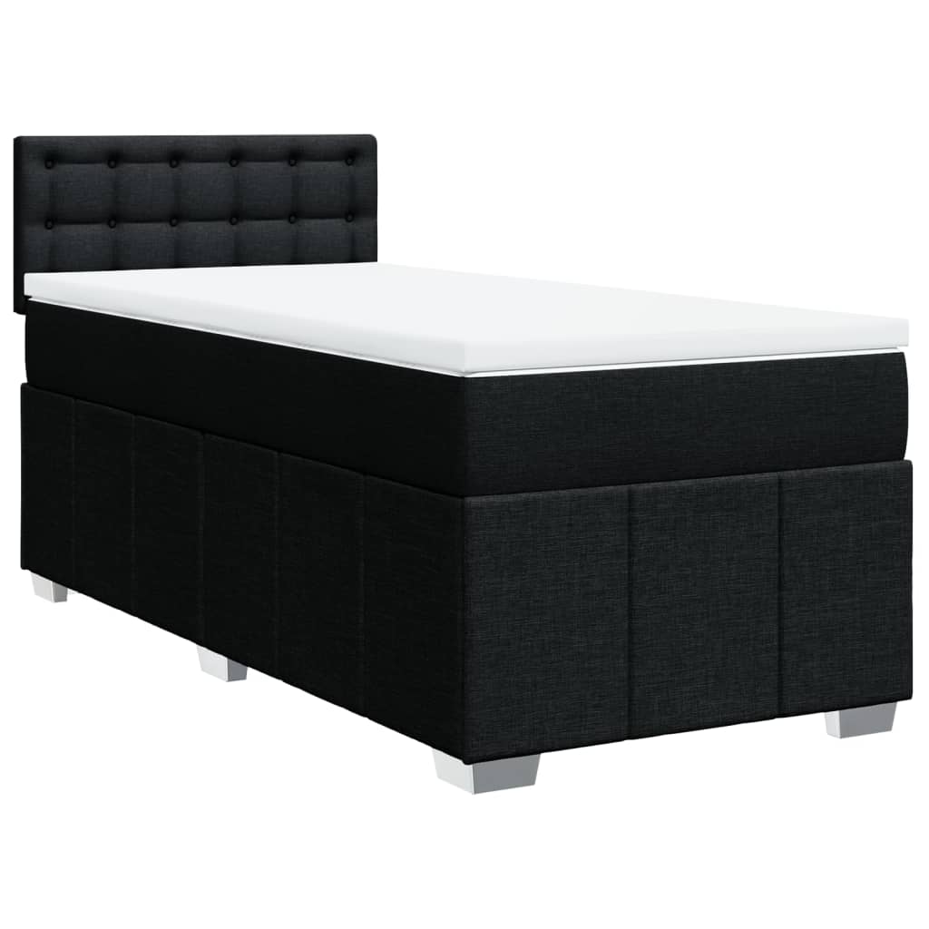 vidaXL Κρεβάτι Boxspring με Στρώμα Μαύρο 90x190 εκ.Υφασμάτινο