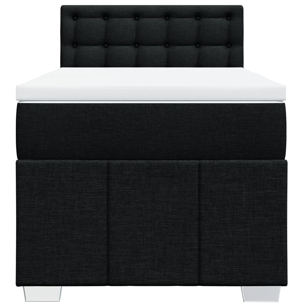 vidaXL Κρεβάτι Boxspring με Στρώμα Μαύρο 90x190 εκ.Υφασμάτινο